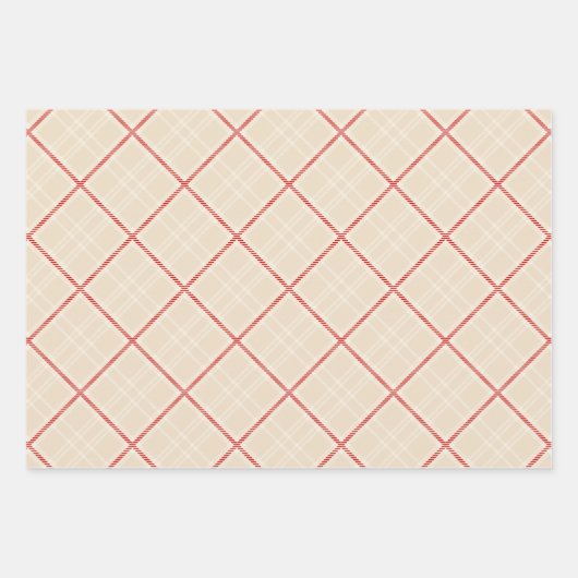 Rustic Country Chic Cream & Red Mixed Plaid Inpakpapier Vel (Voorkant 2)