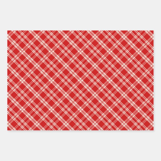 Rustic Country Chic Cream & Red Mixed Plaid Inpakpapier Vel (Voorkant)