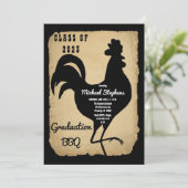 Rustic Country Chicken Graduation Party BBQ Kaart (Staand voorkant)