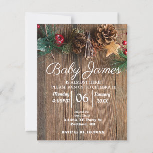 Rustic Country Christmas Baby shower Kaart