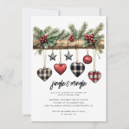 Rustic Country Christmas Party Invitation Kaart
