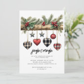 Rustic Country Christmas Party Invitation Kaart (Staand voorkant)