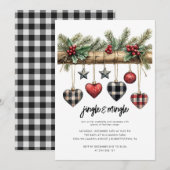 Rustic Country Christmas Party Invitation Kaart (Voorkant / Achterkant)