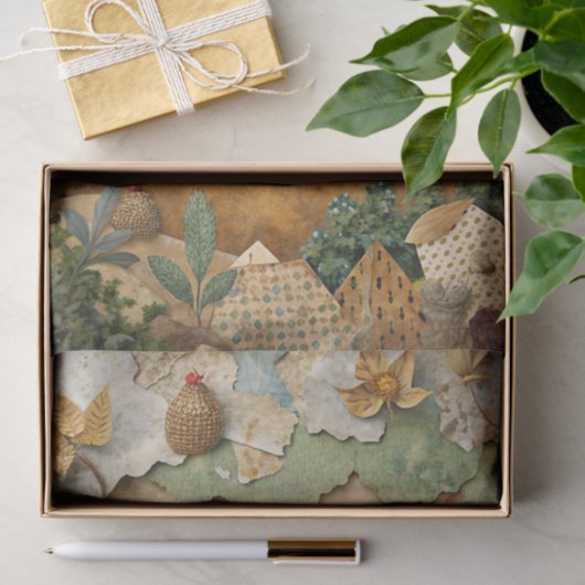 Rustic Country Collage with Chicken Crafting  Tissuepapier (Geschenk)
