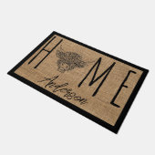 Rustic Country Cool Cow Faux Burlap Family Name Deurmat (Schuin)
