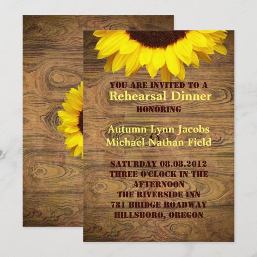 Rustic Country cowboy Wedding rehearings diner Kaart (Voorkant / Achterkant)