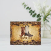 Rustic Country Cowboy Westerne bruiloft bedankt Briefkaart (Staand voorkant)