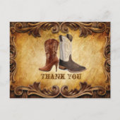 Rustic Country Cowboy Westerne bruiloft bedankt Briefkaart (Voorkant)