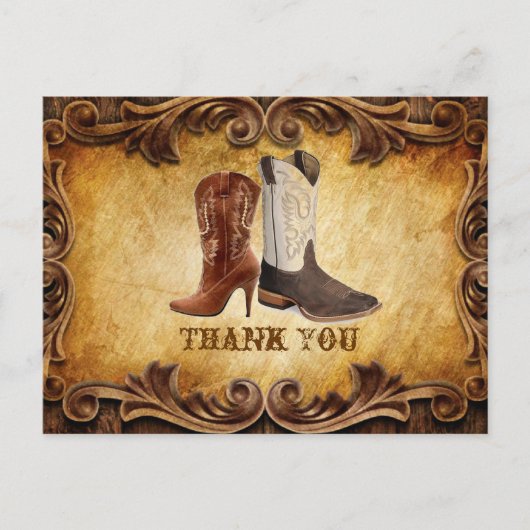 Rustic Country Cowboy Westerne bruiloft bedankt Briefkaart (Voorkant)