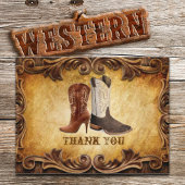 Rustic Country Cowboy Westerne bruiloft bedankt Briefkaart