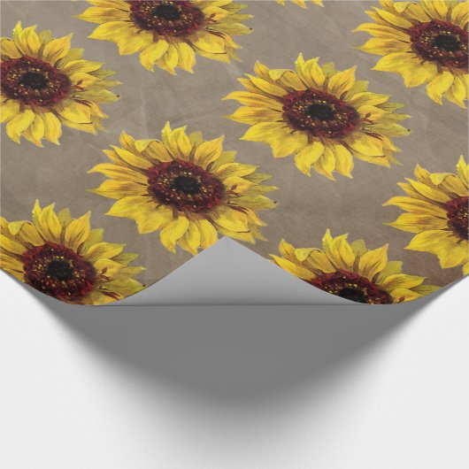 Rustic Country Custom Wedding Sunflower Cadeaupapier (Hoek)