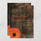 Rustic Country Daisy Barn Wood Wedding Invitations Kaart (Voorkant / Achterkant)