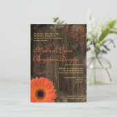 Rustic Country Daisy Barn Wood Wedding Invitations Kaart (Staand voorkant)