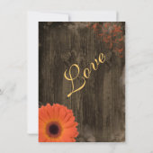 Rustic Country Daisy Barn Wood Wedding Invitations Kaart (Achterkant)