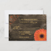 Rustic Country Daisy Barn Wood Wedding RSVP-kaarte RSVP Kaartje (Voorkant)