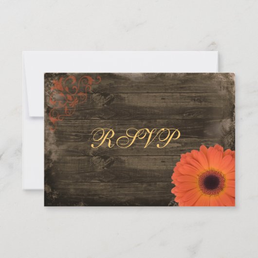 Rustic Country Daisy Barn Wood Wedding RSVP-kaarte RSVP Kaartje (Achterkant)