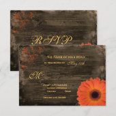 Rustic Country Daisy Barn Wood Wedding RSVP-kaarte RSVP Kaartje (Voorkant / Achterkant)