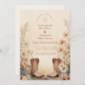 Rustic Country Daisy Boots Wedding Kaart (Voorkant / Achterkant)