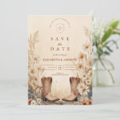 Rustic Country Daisy Boots Wedding Save The Date (Staand voorkant)