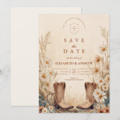 Rustic Country Daisy Boots Wedding Save The Date (Voorkant / Achterkant)