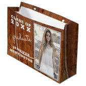 Rustic Country Dark Wood Photo Afstuderen Groot Cadeauzakje (Voorkant Gekanteld)