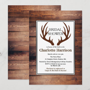 Rustic Country Deer Antlers Vrijgezellenfeest Kaart
