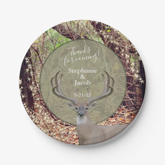 Rustic country Deer Hunter Wedding Papieren Bordje (Voorkant)