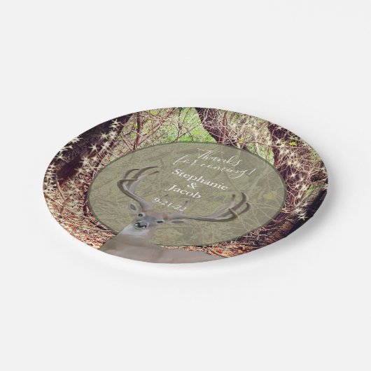 Rustic country Deer Hunter Wedding Papieren Bordje (Gekanteld)