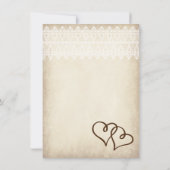 Rustic country Double Hearts Wedding Invitations Kaart (Achterkant)