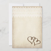 Rustic country Double Hearts Wedding Invitations Kaart (Achterkant)