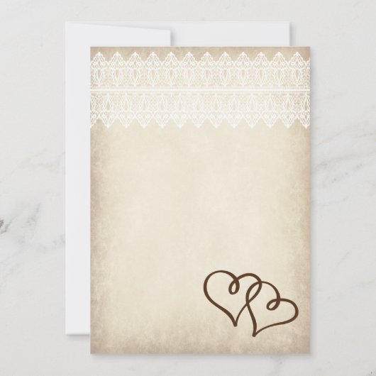 Rustic country Double Hearts Wedding Invitations Kaart (Achterkant)
