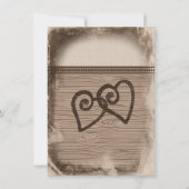 Rustic country Double Hearts Wedding Invitations Kaart (Achterkant)