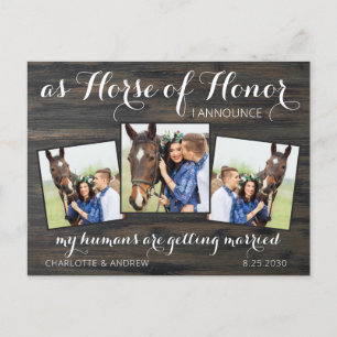 Rustic Country Equestrian Wedding Horse 3 Foto Aankondigingskaart