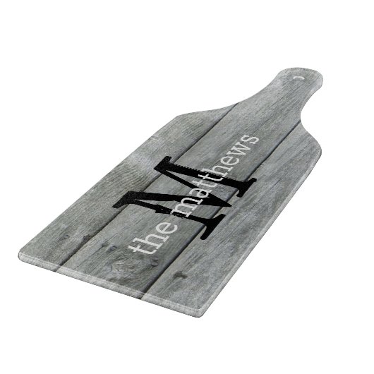 Rustic Country Farmhouse Grey Monogrammed Name Snijplank (Hoek)