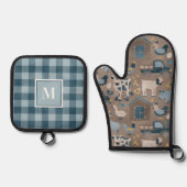 Rustic Country Farmhouse Kitchen Ovenwant & Pannenlap Set (Voorkant)