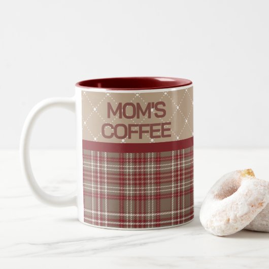 Rustic Country Farmhouse Plaid Tweekleurige Koffiemok (Met donut)