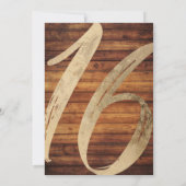 Rustic Country Faux Gold Folie Hout Sweet 16 Kaart (Achterkant)