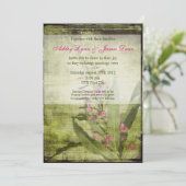 Rustic Country Fireweed Wedding Invitding Pink Kaart (Staand voorkant)