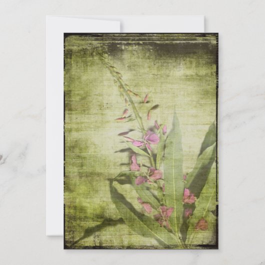 Rustic Country Fireweed Wedding Invitding Pink Kaart (Achterkant)