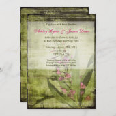 Rustic Country Fireweed Wedding Invitding Pink Kaart (Voorkant / Achterkant)