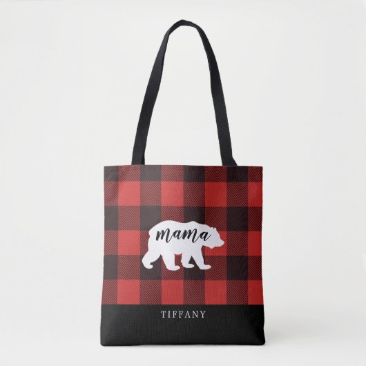 Rustic Country Flannel Mama Beer Monogram Tote Bag (Voorkant)