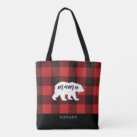 Rustic Country Flannel Mama Beer Monogram Tote Bag (Achterkant)
