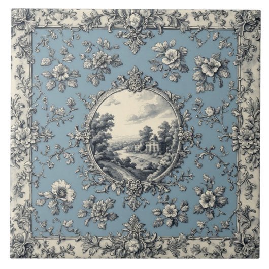 Rustic Country Floral Motifs Mute Tones Distressed Tegeltje (Voorkant)