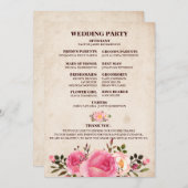 Rustic Country Floral Wedding Program Fan Back Programmakaart (Voorkant / Achterkant)
