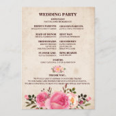 Rustic Country Floral Wedding Program Fan Back Programmakaart (Voorkant)