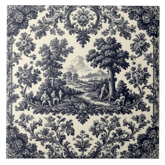 Rustic Country Folks French Toile Pastoral Scenery Tegeltje (Voorkant)