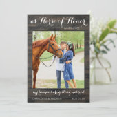 Rustic Country Foto personaliseert Pet Horse Weddi Save The Date (Staand voorkant)