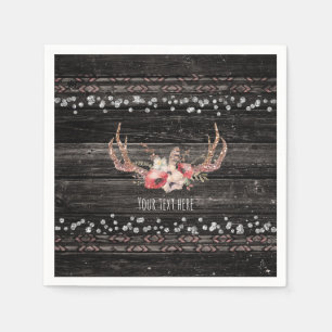 Rustic Country Glam Flowers & Antlers Chic Boho Servetten