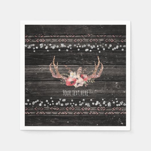 Rustic Country Glam Flowers & Antlers Chic Boho Servetten (Voorkant)
