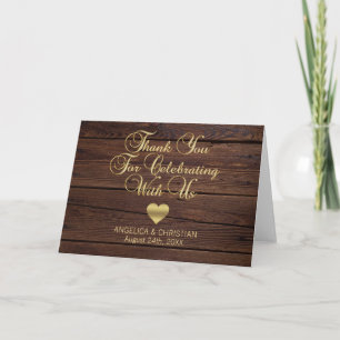 Rustic Country Gold Heart Hartelijk dank voor het  Bedankkaart